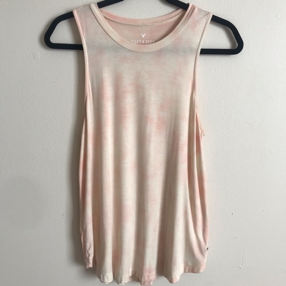 AMERICAN EAGLE Soft & Sexy Cream and Peach Tank - Picture 1 of 3